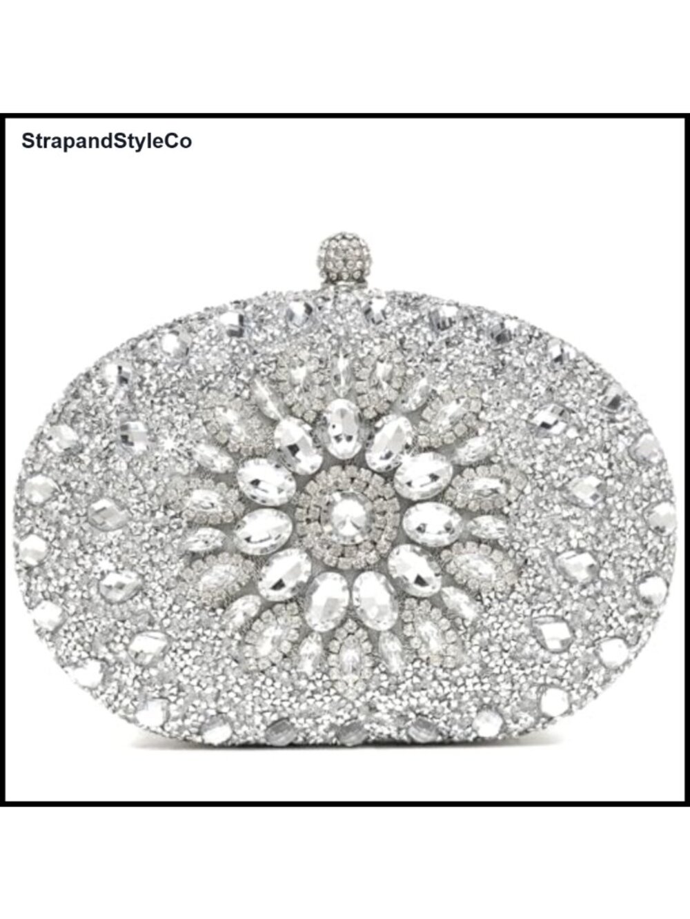 Rhinestone Clutch Evening Bag Crystal Purse Detachable Chain Wedding Party